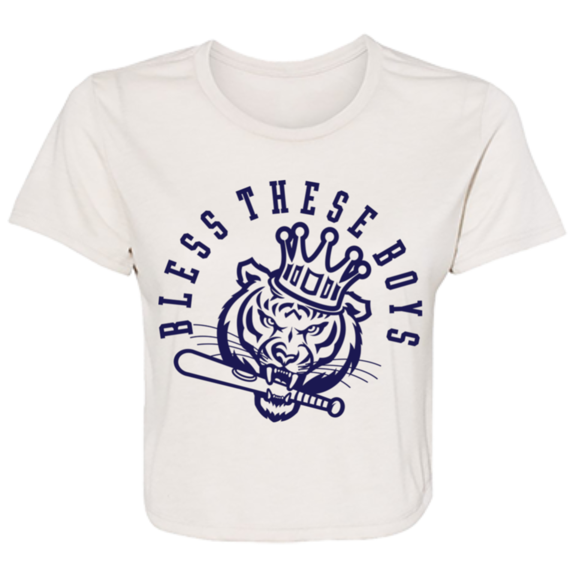 Bless These Boys - Navy Women's Flowy Cropped T-Shirt