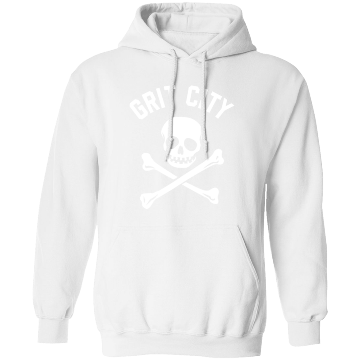 Grit City Cross Bones - White Unisex Pullover Hoodie