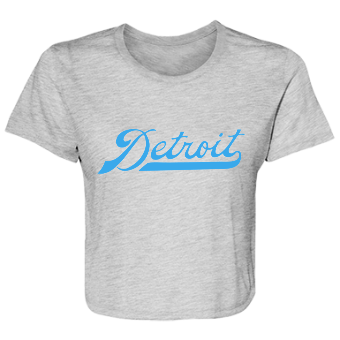Detroit Football Script - Light Blue Flowy Cropped Tee