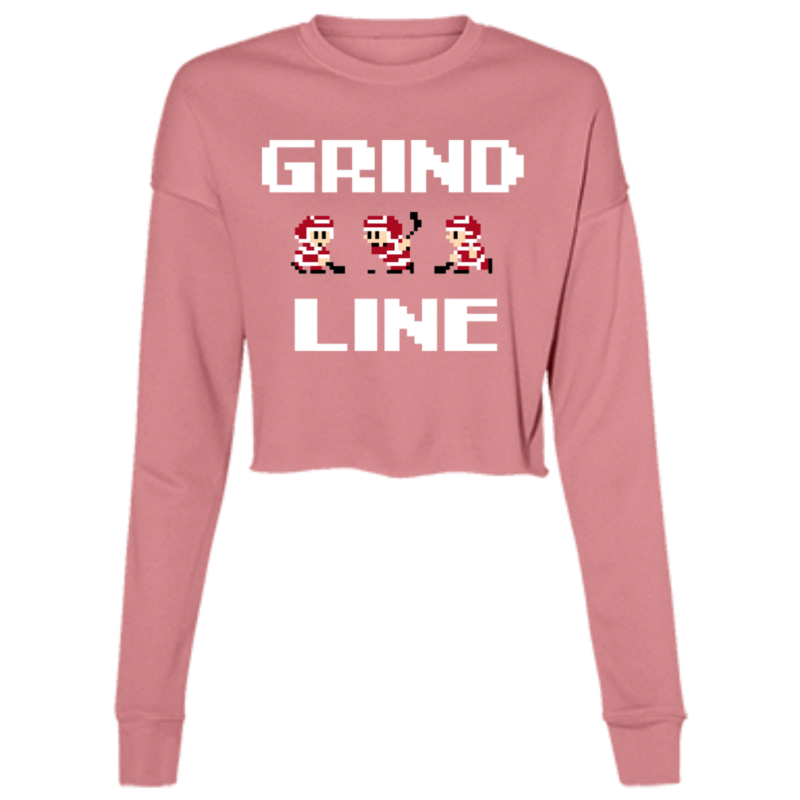 8bit Grind Line - White Women's Cropped Crewneck Sweatshirt