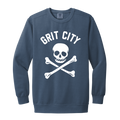 Grit City Cross Bones - White Vintage Wash Crewneck Sweatshirt