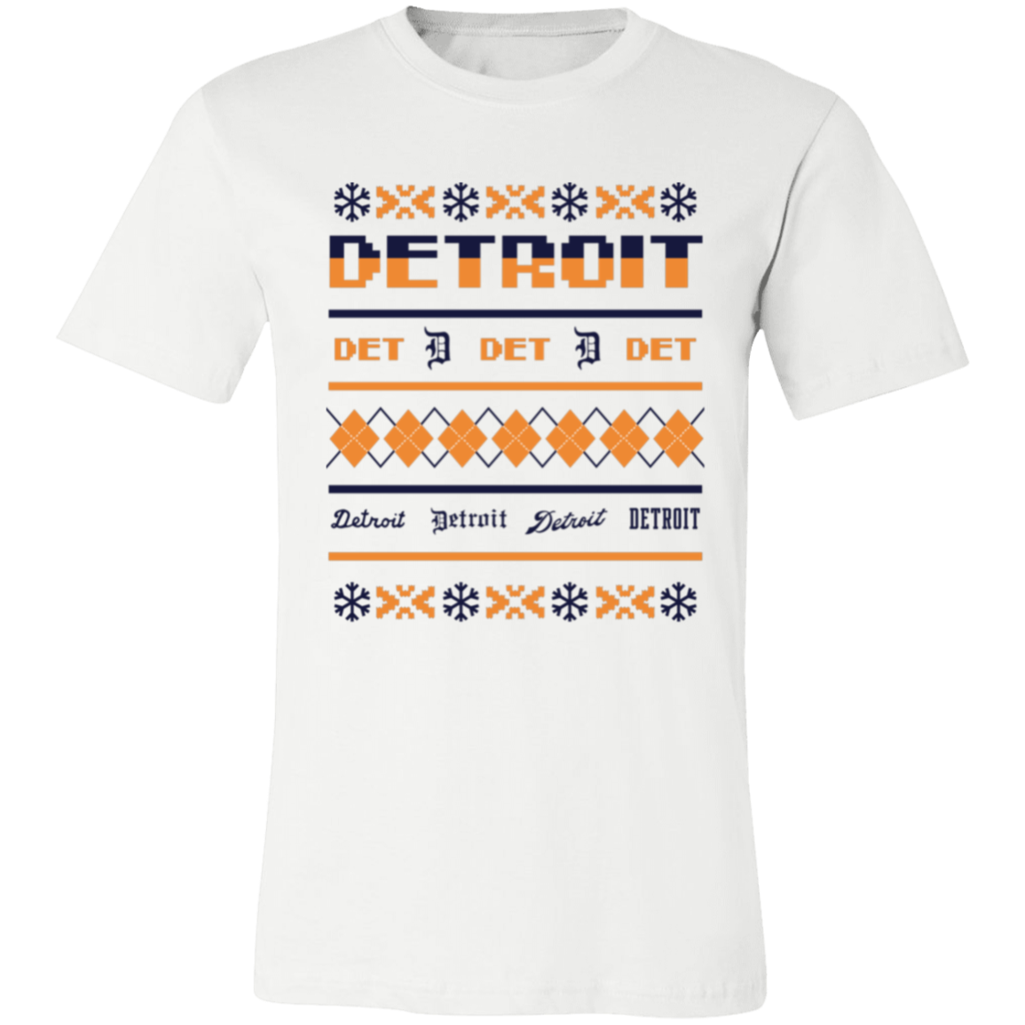 Detroit Baseball Sweater - Navy + Orange Unisex Classic T-Shirt