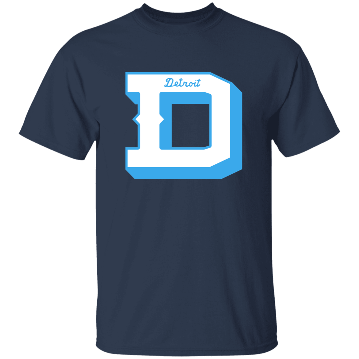 Detroit Football D - White + Light Blue Kids Unisex Classic T-Shirt