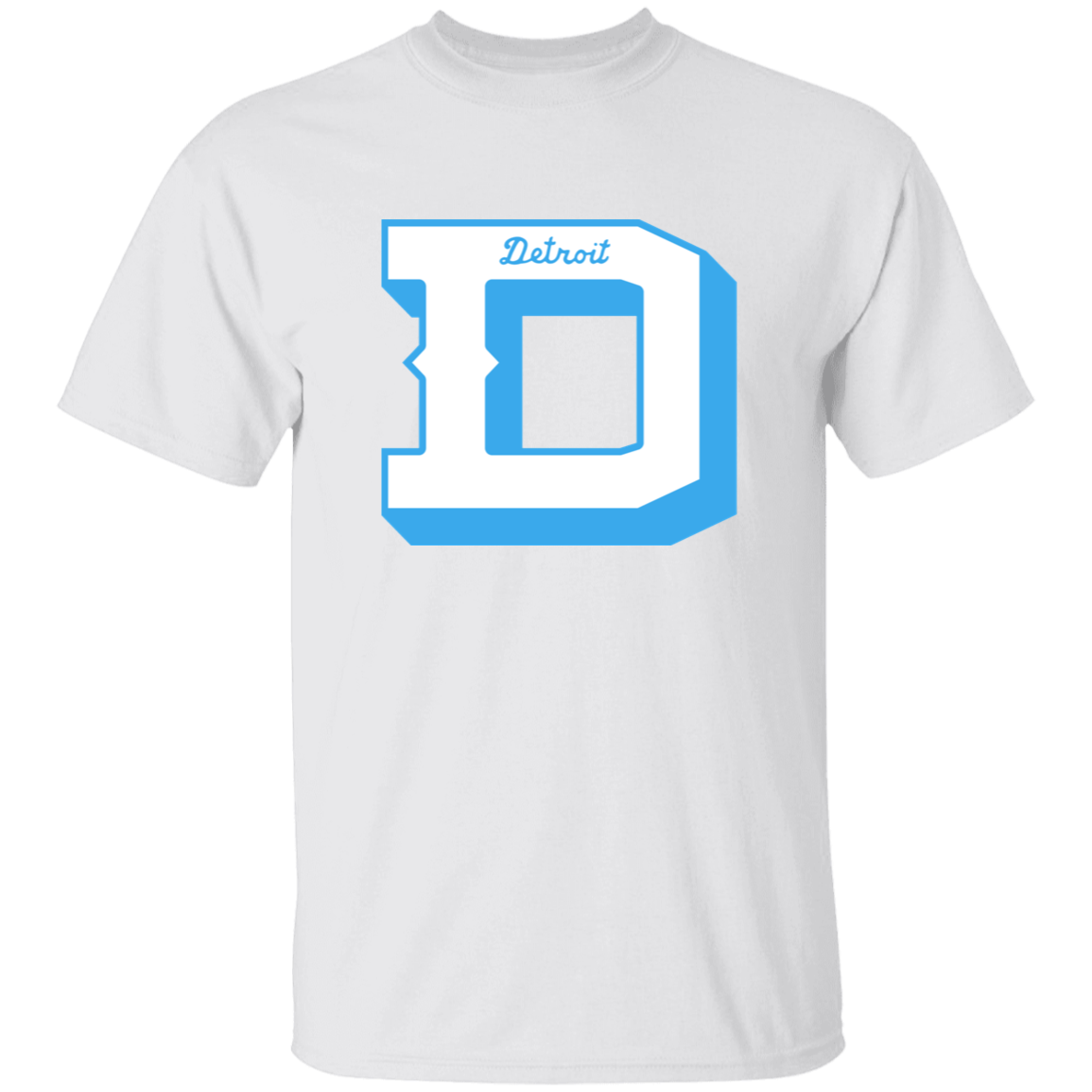 Detroit Football D - White + Light Blue Kids Unisex Classic T-Shirt