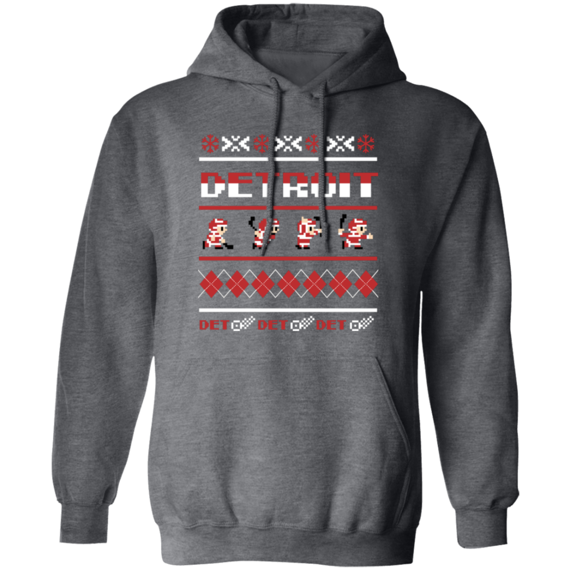 Detroit Hockey Sweater - Red + White Classic Unisex Hoodie