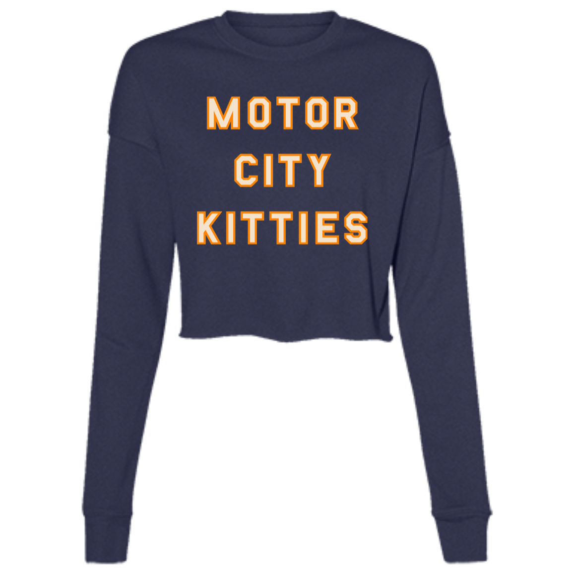 Motor City Kitties - Ivory + Orange Women's Cropped Crewneck Sweatshirt