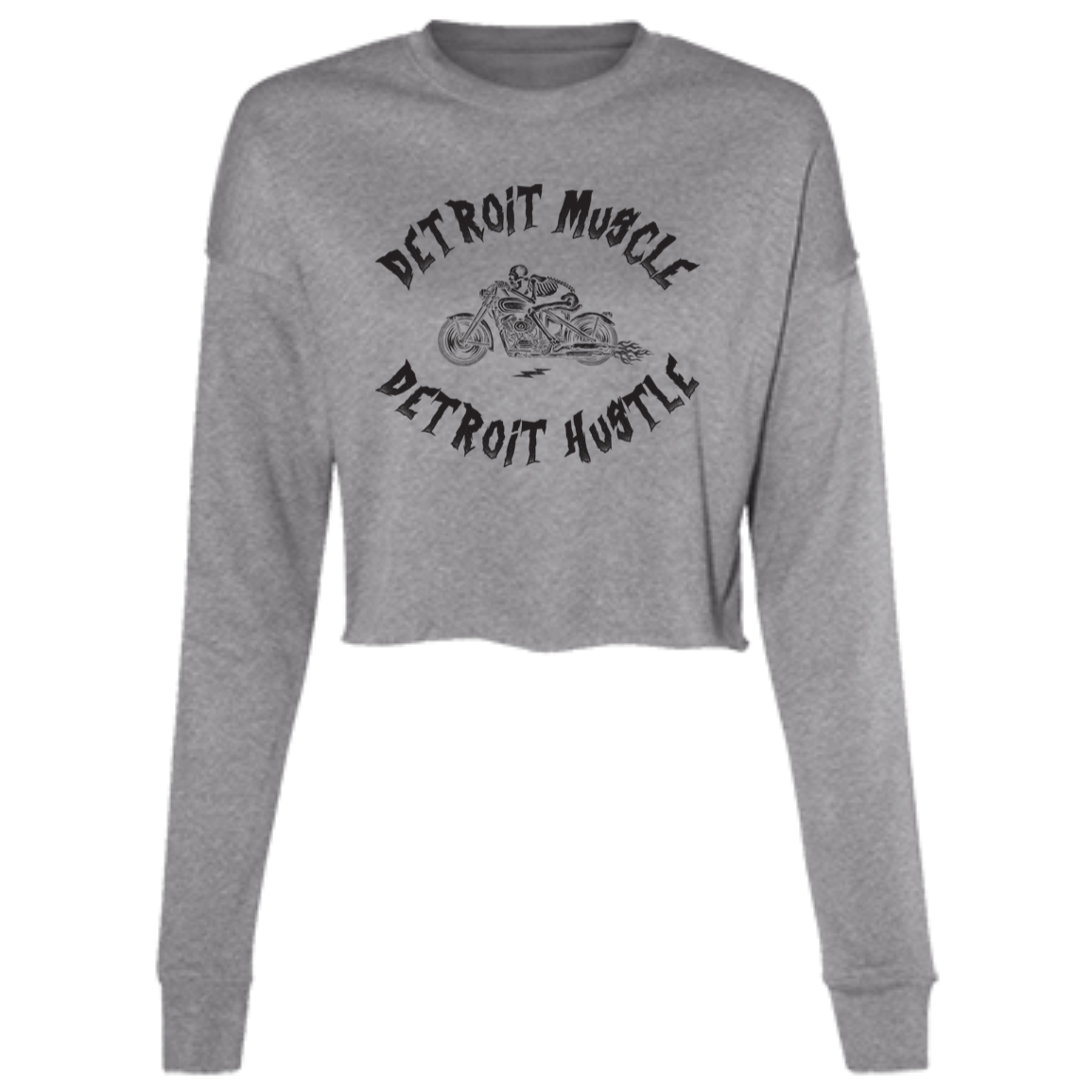 Detroit Muscle Detroit Hustle - Black Women's Cropped Crewneck Sweatshirt