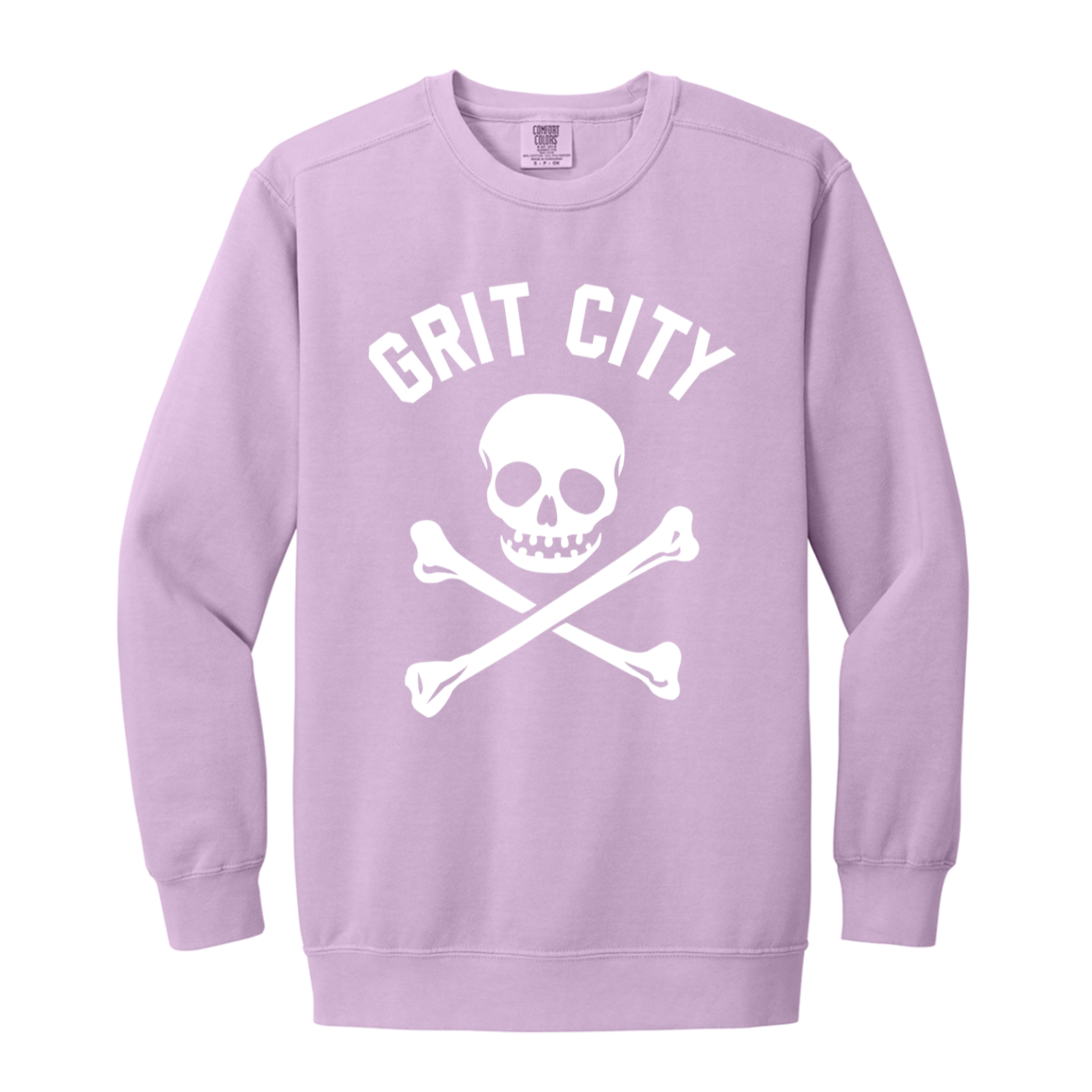 Grit City Cross Bones - White Vintage Wash Crewneck Sweatshirt