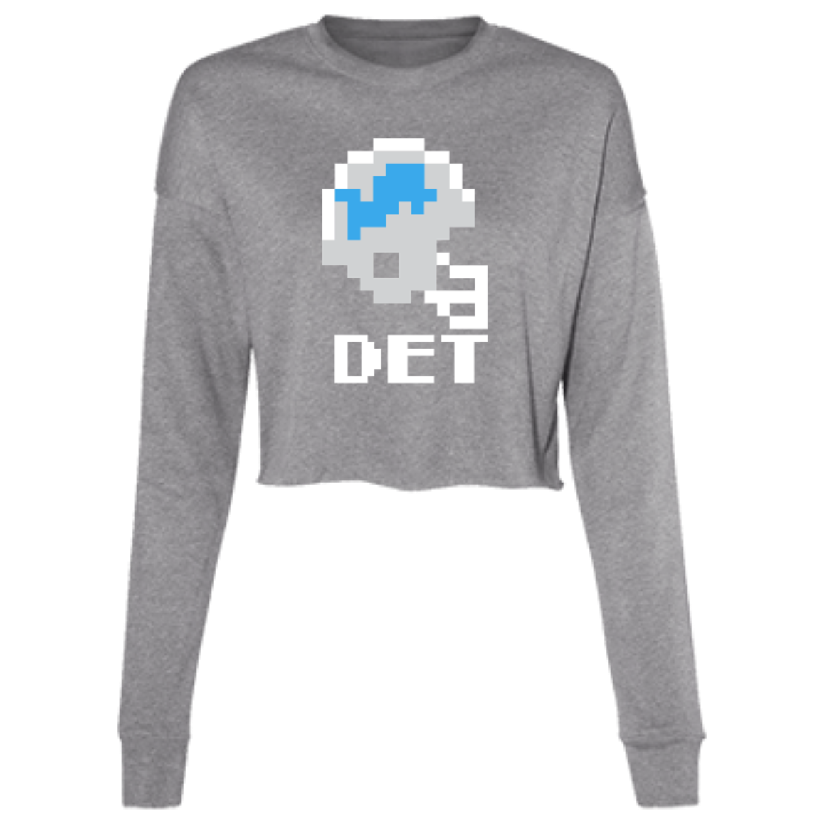 Detroit Football 8bit - Vintage Grey Women's Cropped Crewneck Sweatshirt