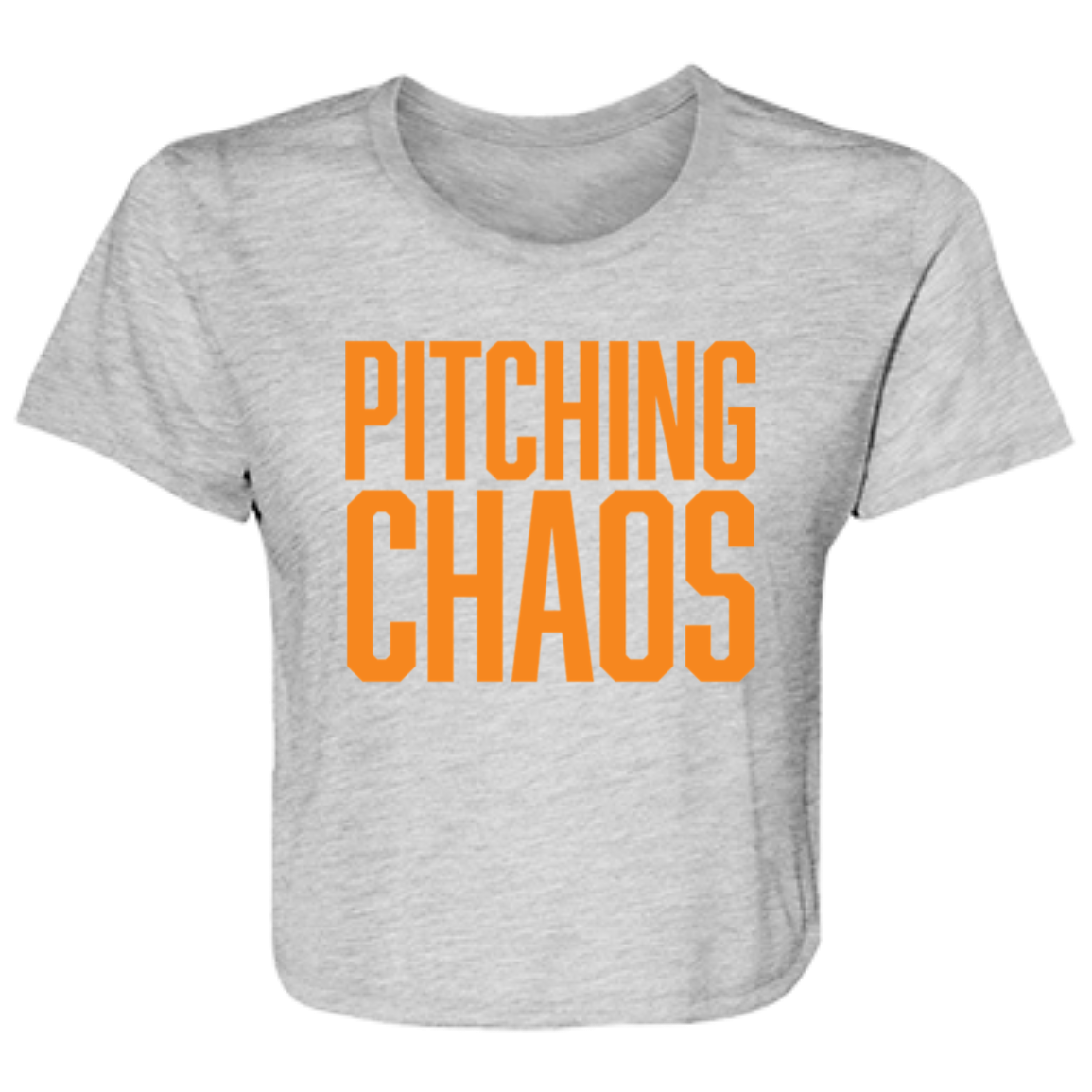 Pitching Chaos - Orange Women's Flowy Cropped T-Shirt