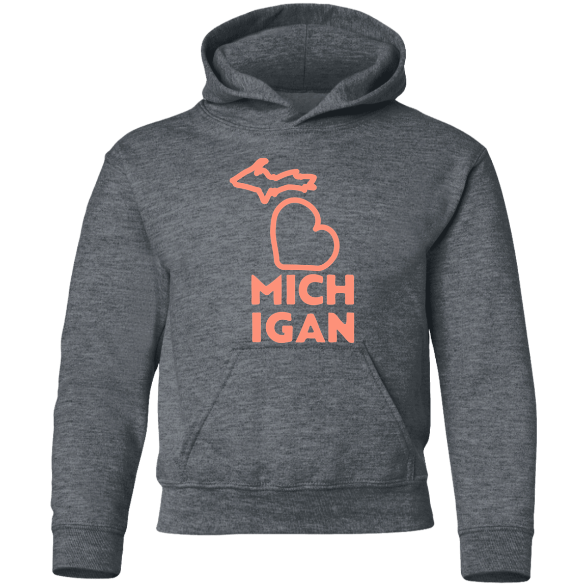 Small Love Michigan - Coral Kids Unisex Classic Hoodie