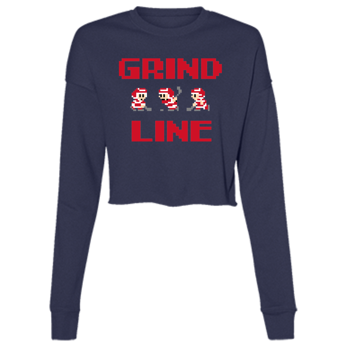 8bit Grind Line - Red Women's Cropped Crewneck Sweatshirt