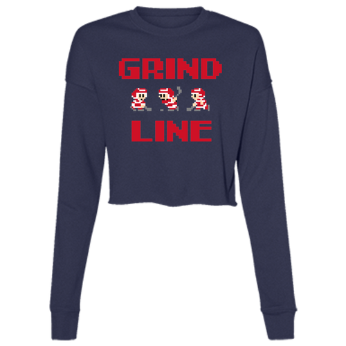 8bit Grind Line - Red Women's Cropped Crewneck Sweatshirt