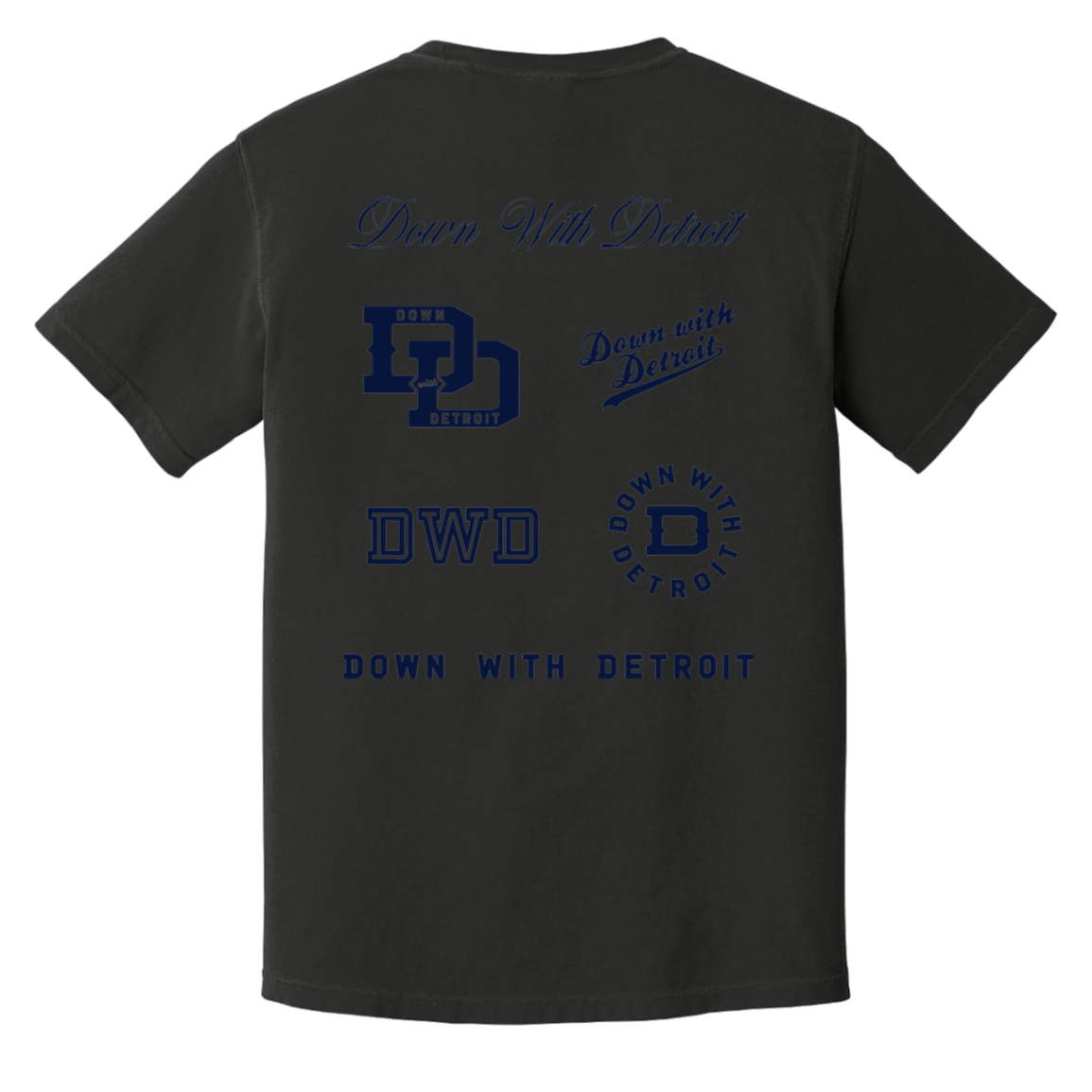 All Over Logos F - Navy Vintage Wash T-Shirt