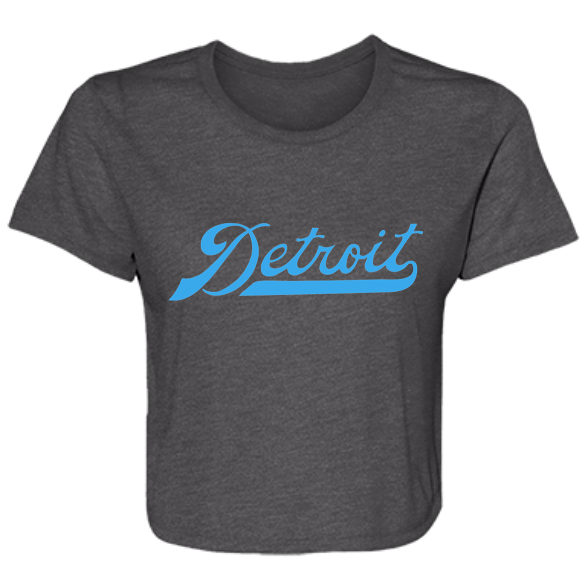 Detroit Football Script - Light Blue Flowy Cropped Tee