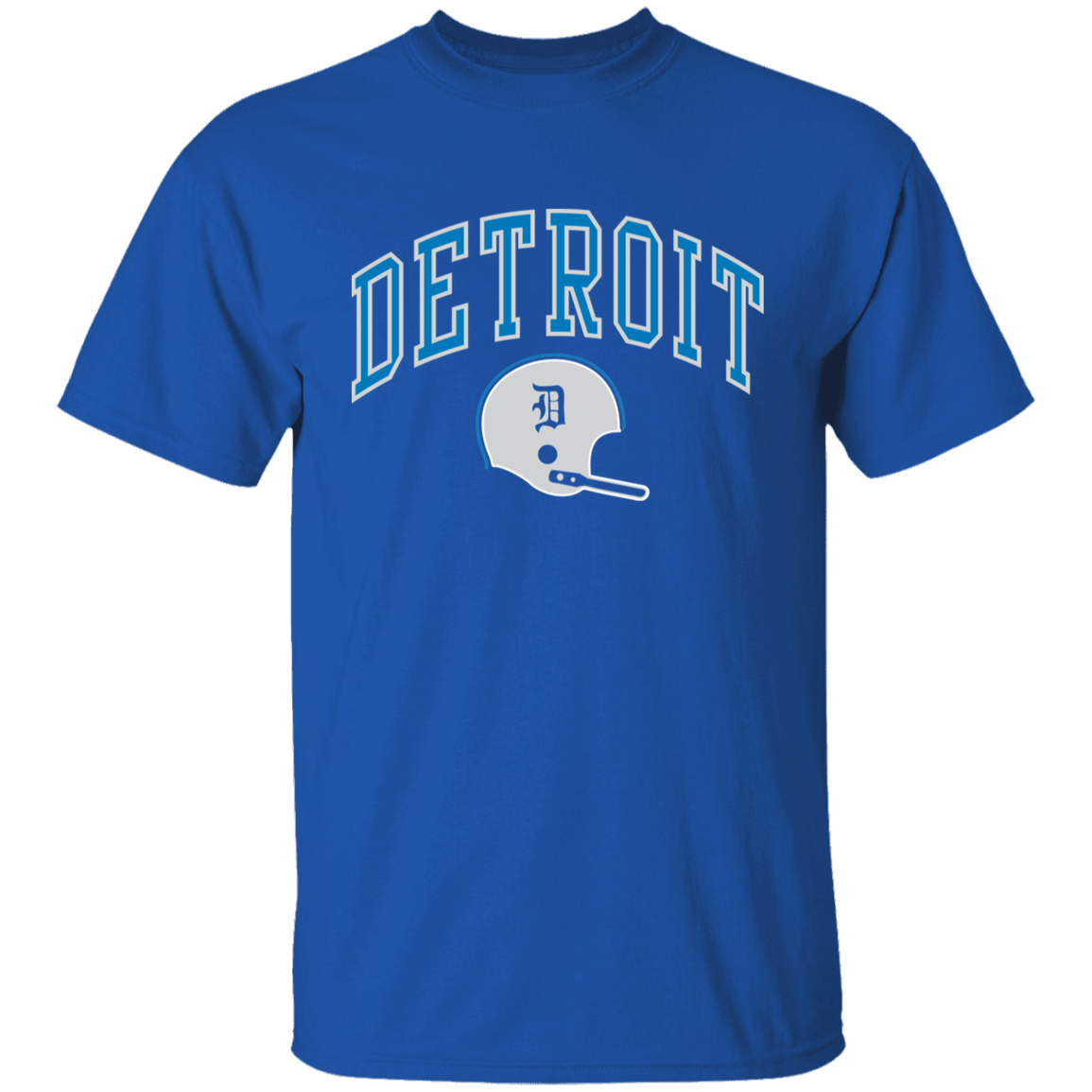 Detroit Football Helmet - Blue + Silver Kids Unisex Classic T-Shirt