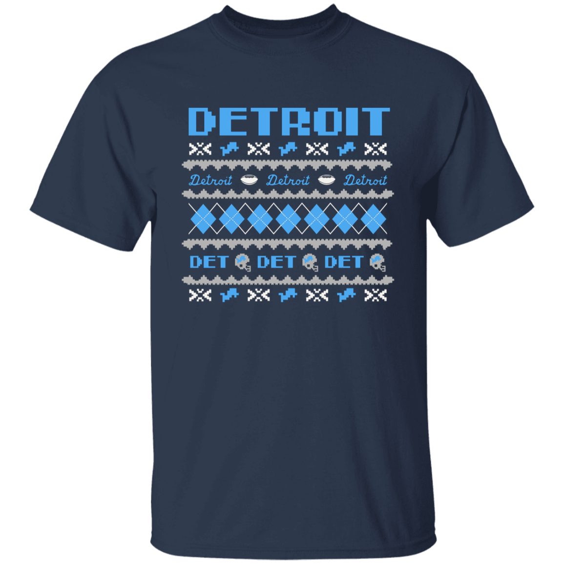 Detroit Football Sweater - Blue + White Kids Unisex Classic T-Shirt