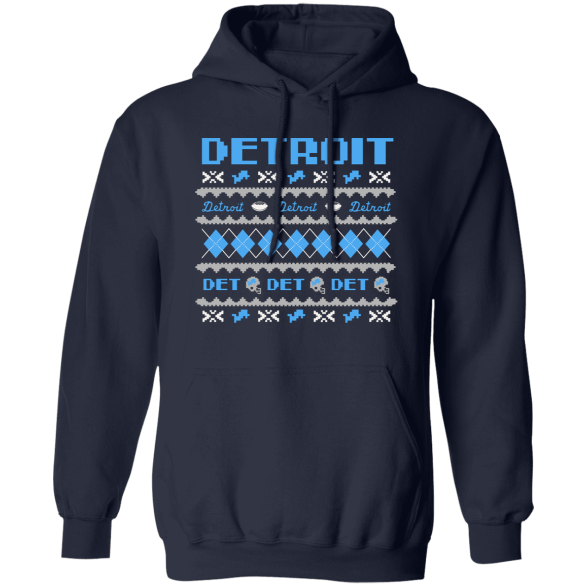 Detroit Football Sweater - Blue + White Classic Unisex Hoodie