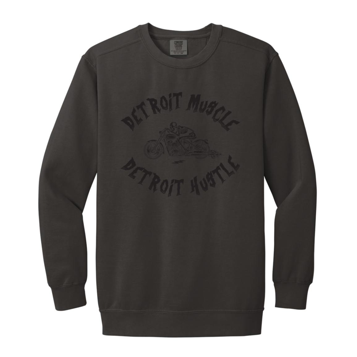 Detroit Muscle Detroit Hustle - Black Vintage Wash Crewneck Sweatshirt