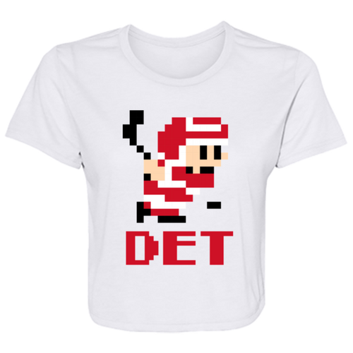 8bit Det Hockey - Red + Black Flowy Cropped Tee