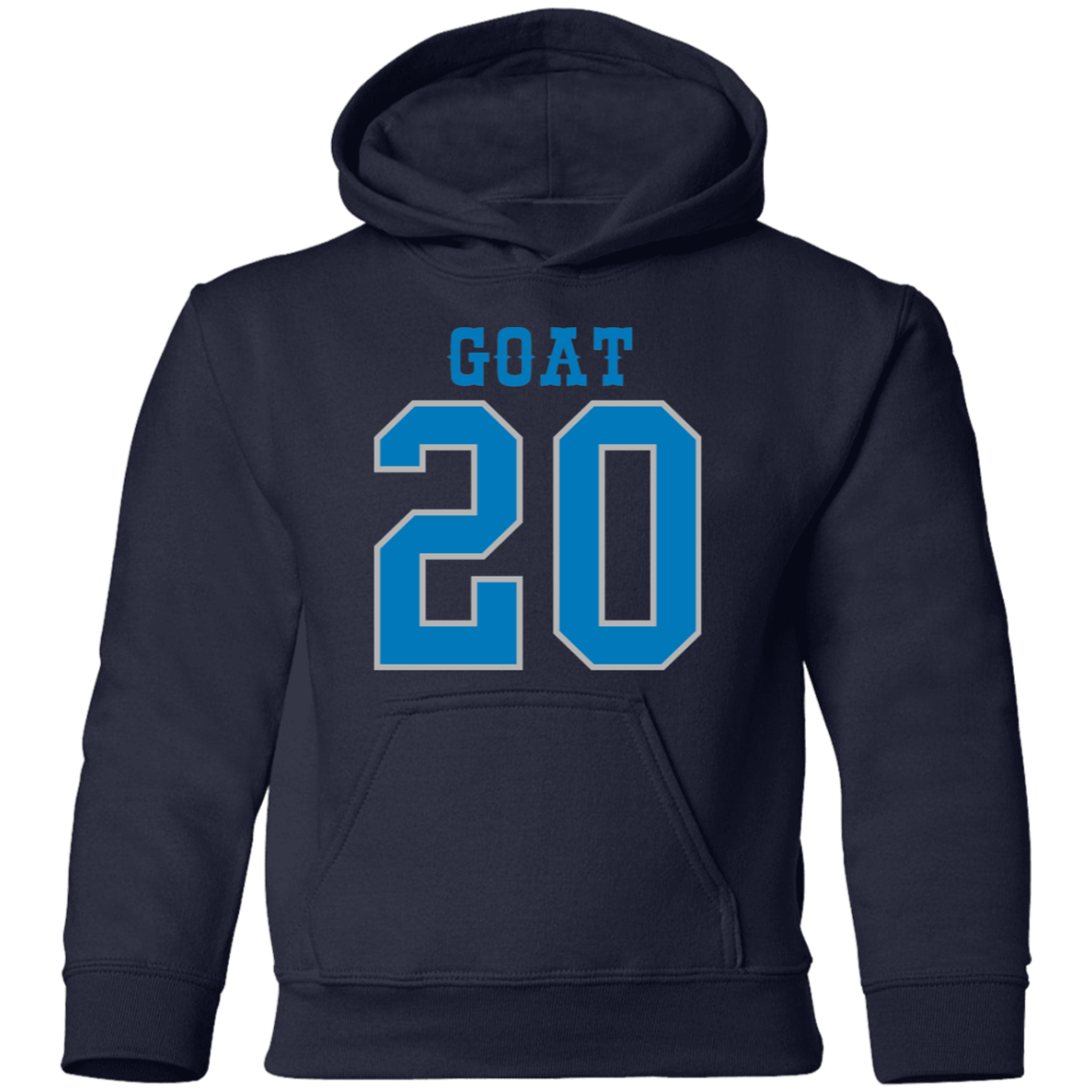 Detroit Football Number 20 - Dark Blue + Silver Kids Unisex Classic Hoodie