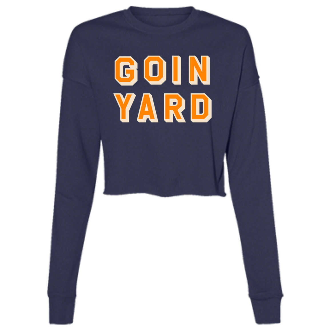 Goin Yard - Orange + Ivory Women's Cropped Crewneck Sweatshirt