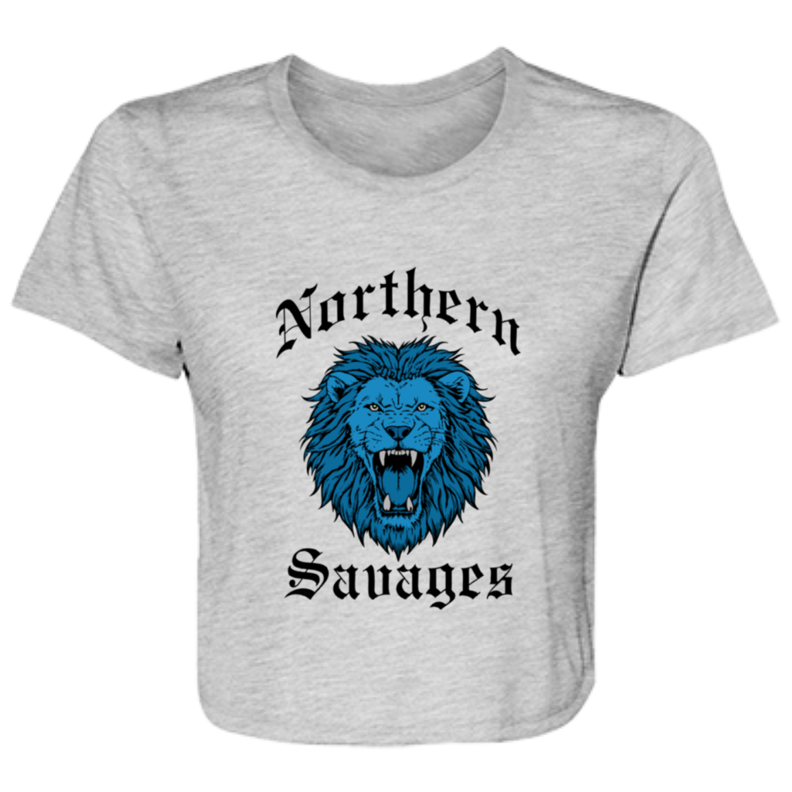 Northern Savages - Honolulu Blue + Black Flowy Cropped Tee