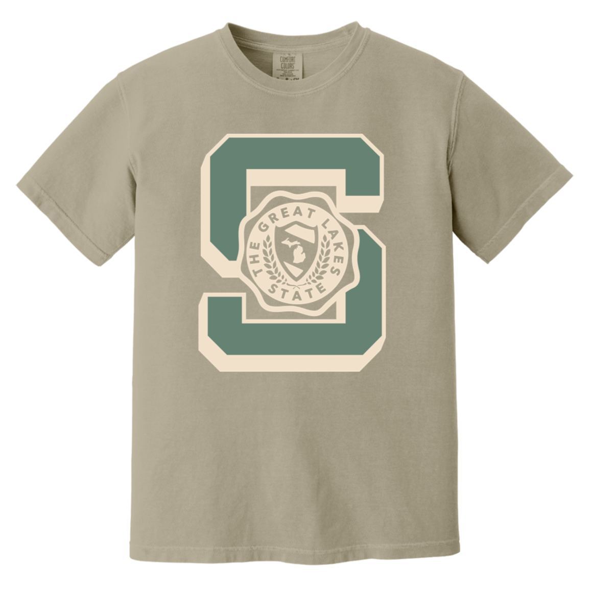 Michigan Big S Multi - Soft Green + Ivory Vintage Wash T-Shirt