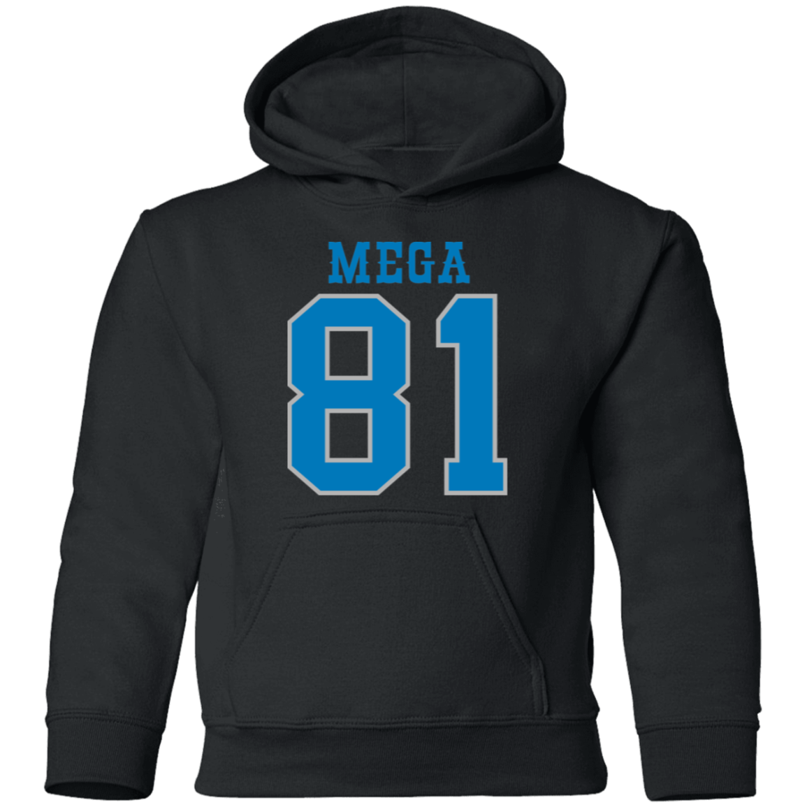 Detroit Football Number 81 - Dark Blue + Silver Kids Unisex Classic Hoodie