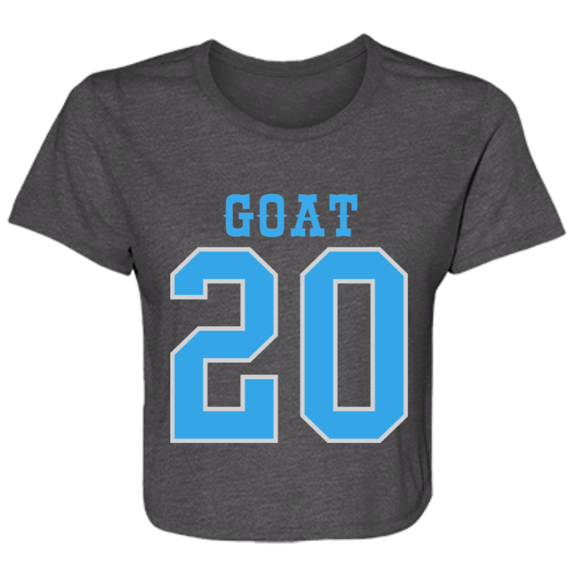 Detroit Football Number 20 - Light Blue + Silver Flowy Cropped Tee