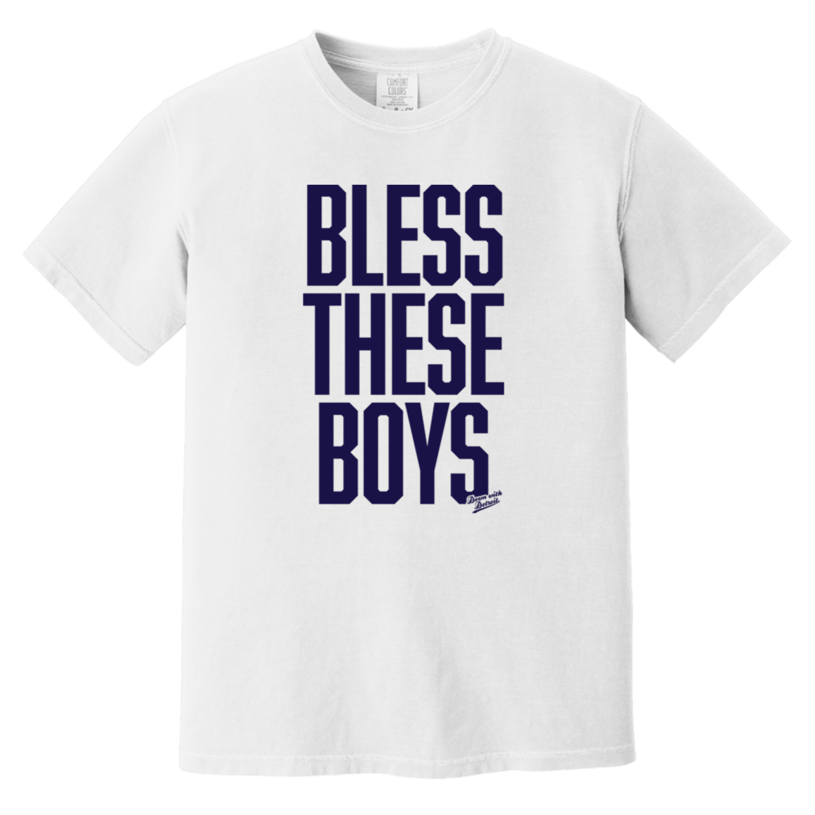 Bless These Boys Block Font - Navy Vintage Washed T-Shirt