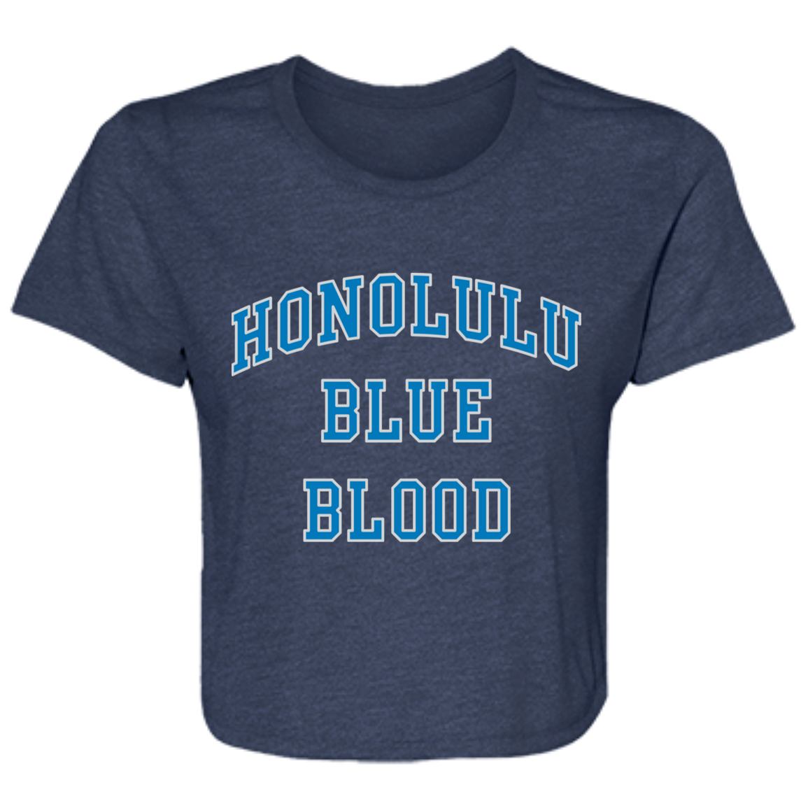 Honolulu Blue Blood - Blue + Light Silver Flowy Cropped Tee