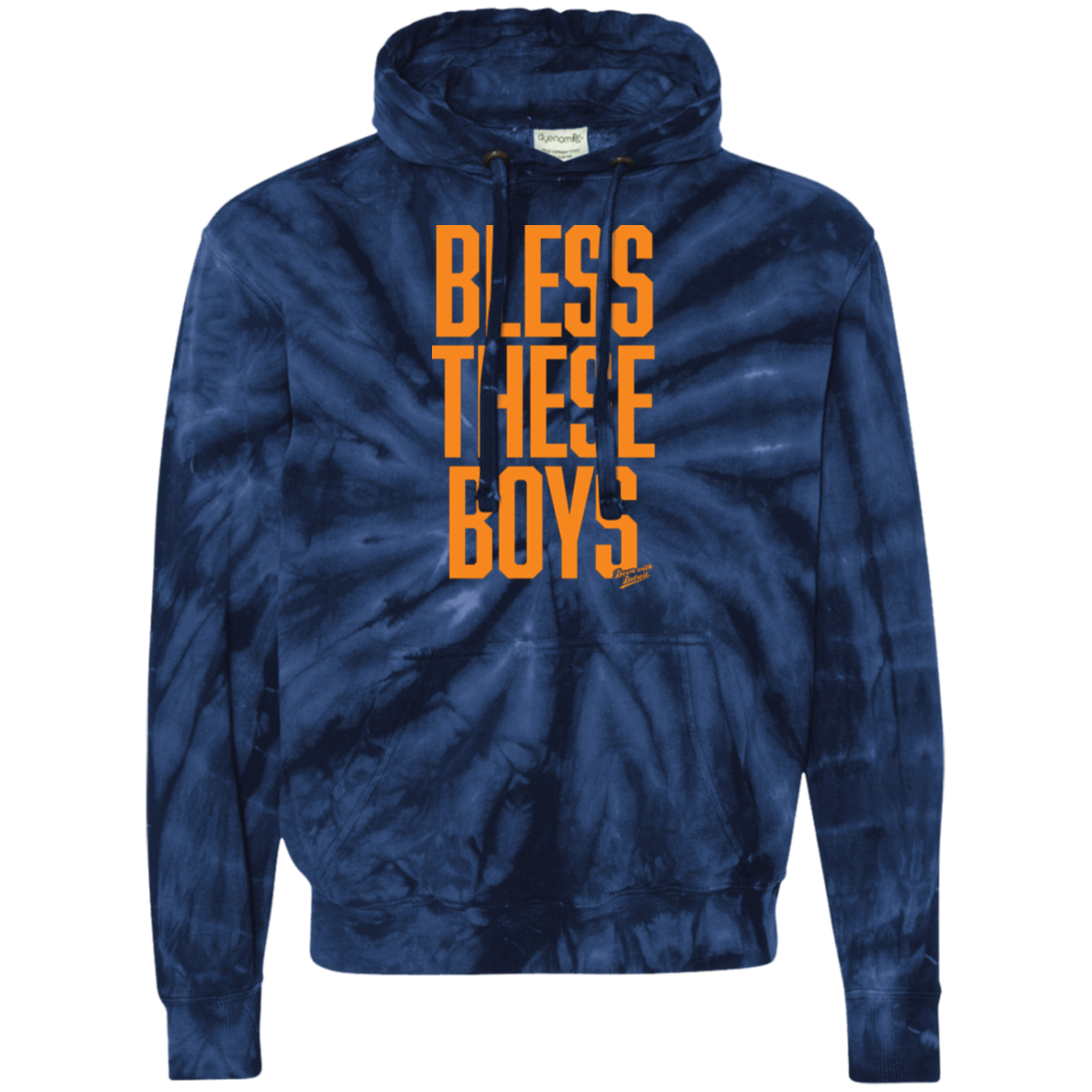 Bless These Boys - Block Font - Orange Unisex Tie-Dyed Hoodie