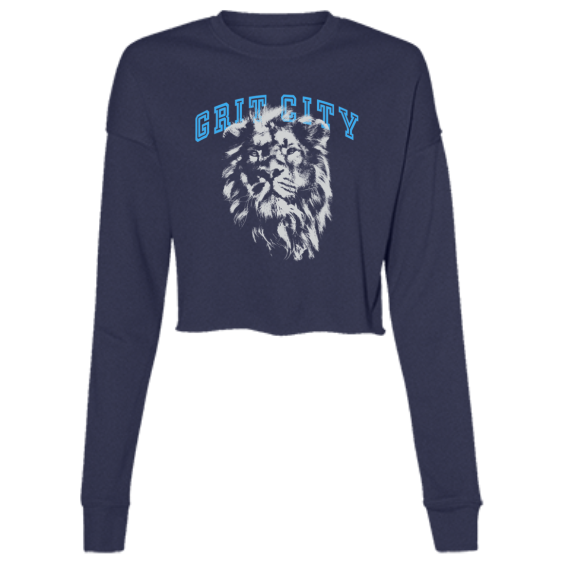 Grit City - Silver + Light Blue Women's Cropped Crewneck Sweatshirt